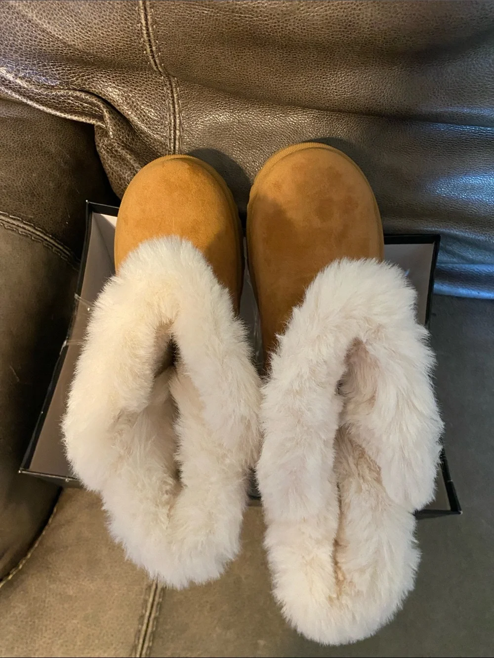 Tan Suede Faux-Fur Buckle Winter Boots